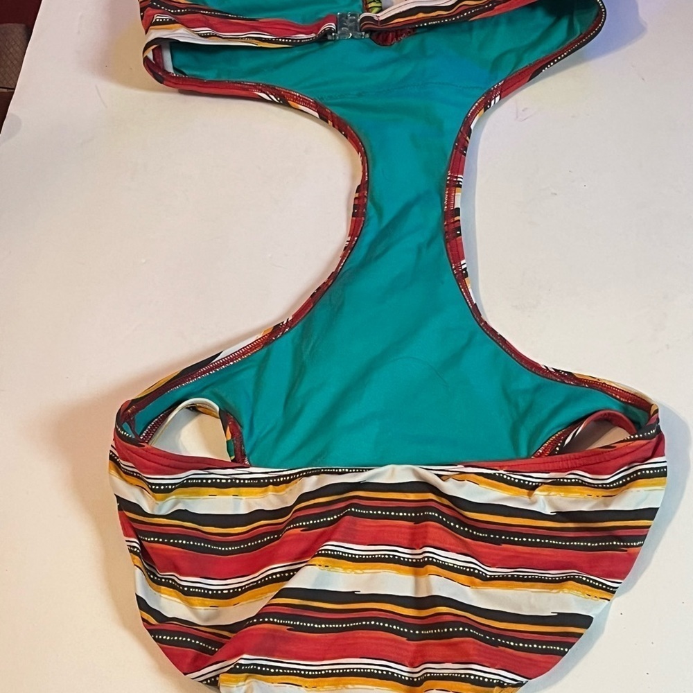 SEEKERS Essentials Australia Multi Stripes Fruit Strapless 8 One Piece Swimsuit - Picture 7 of 9